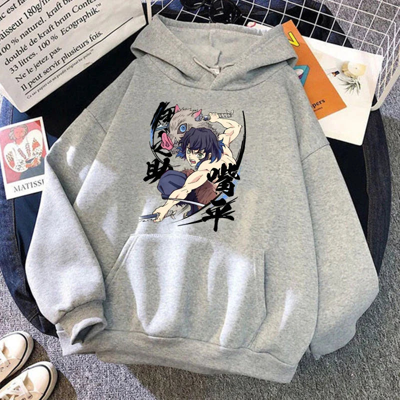 New Anime Hashibira Inosuke Printed Hoodies Women Men Sweatshirt Hooded Casual Tops Pullovers