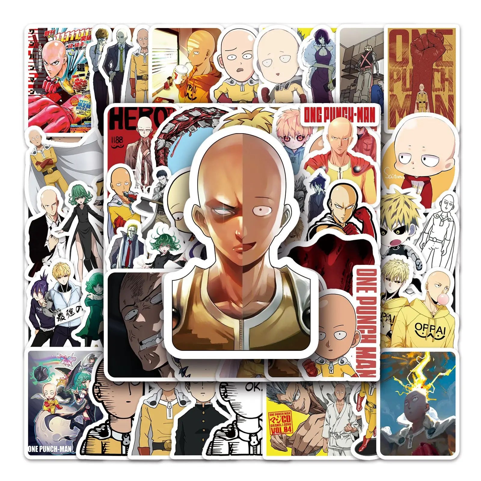 57PCS One Punch Man Sticker Anime Waterproof Decoration Suitcase Phone Case Computer Stickers Decoration Supplies