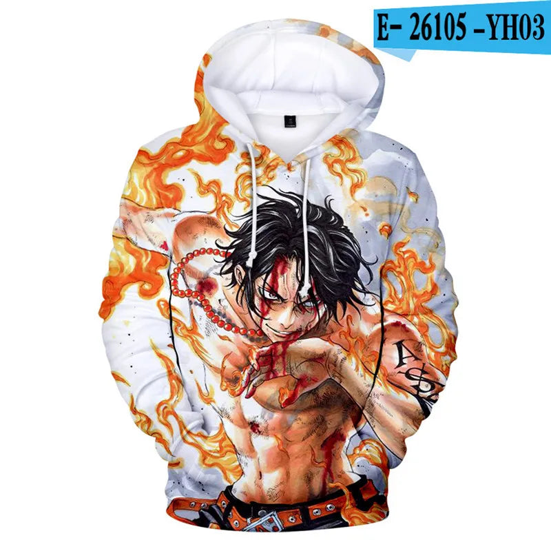 One Piece Anime Hoodie Monkey D. Luffy 6 To 19 Years Kids Sweatshirt 3D Hoodie Boys Girls Tops Children Clothes