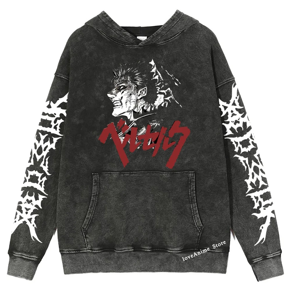 Men Hoodie Retro Hoodie Men Harajuku Sweatshirts Long Sleeves Hoodies Hip Hop Pullover Men's Anime Clothing Y2k Streetwear