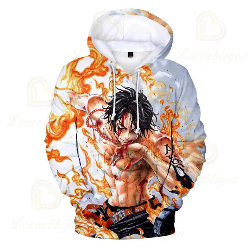 One Piece Anime Hoodie Monkey D. Luffy 6 To 19 Years Kids Sweatshirt 3D Hoodie Boys Girls Tops Children Clothes