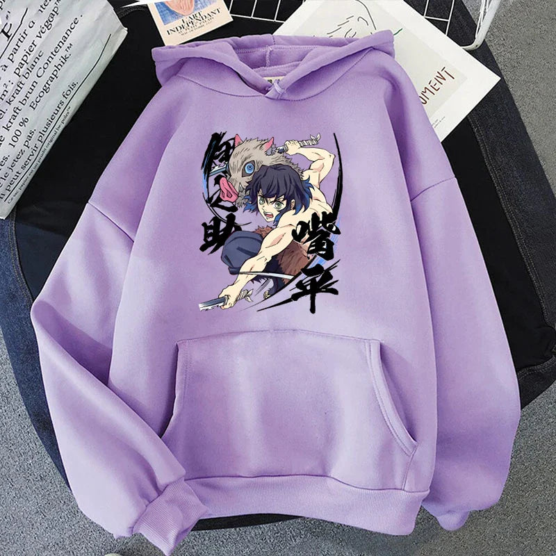 New Anime Hashibira Inosuke Printed Hoodies Women Men Sweatshirt Hooded Casual Tops Pullovers