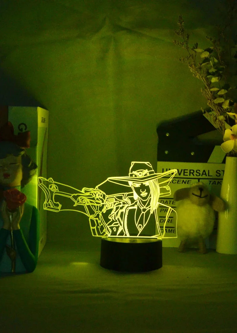 3D Game Overwatch Hero Ashe Laser Engraved Acrylic Silhouette 3