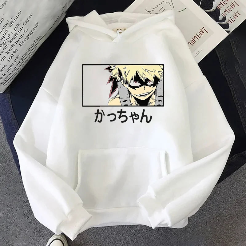 Men Versatile Harajuku Y2K Streetwear Hoodies Casual Long Sleeve Anime Print White Sweatshirt Autumn Vintage Pullover Unisex