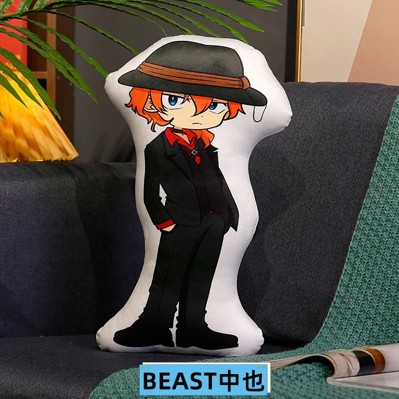 45cmBungo Stray Dogs Anime Beast Plush Toy Back Cushion White Akutagawa Black AtsushiPlushies Hug Pillow Birthday Gift