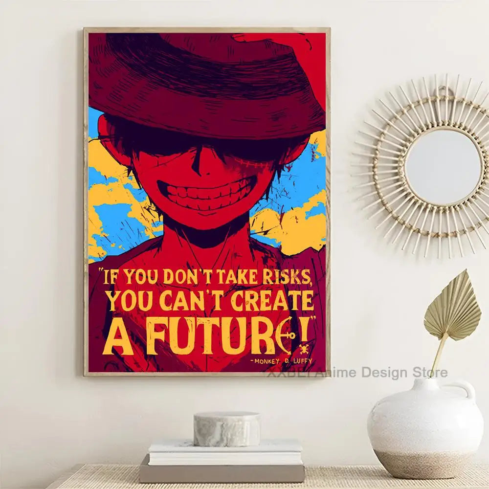 One Piece Poster Wall Sticker Anime Straw Hat Pirates Hanging Painting