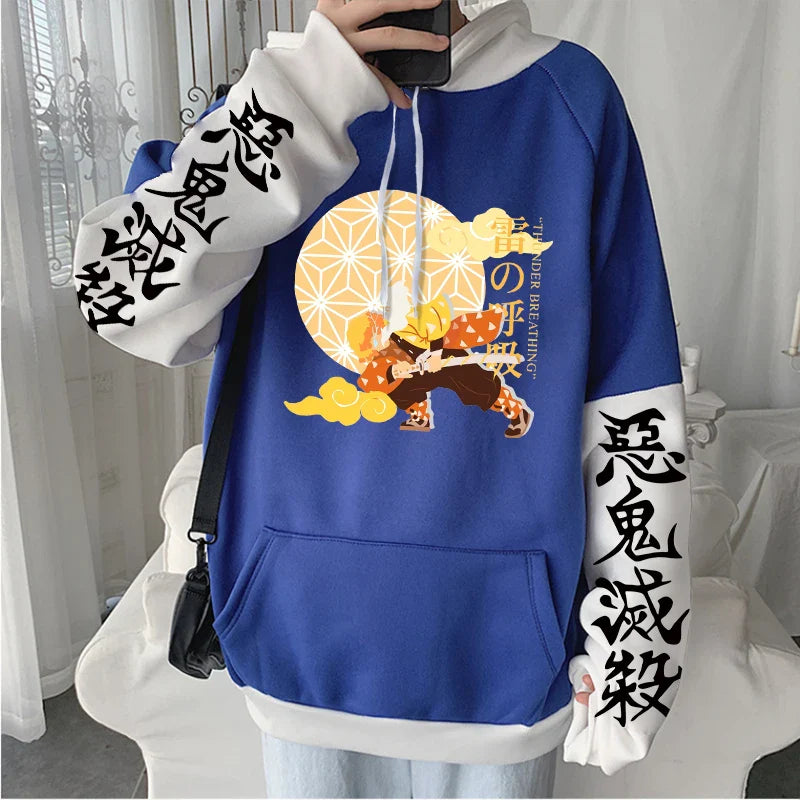 Demon Slayer Zenitsu Agatsuma Anime Oversized Long Hoodie