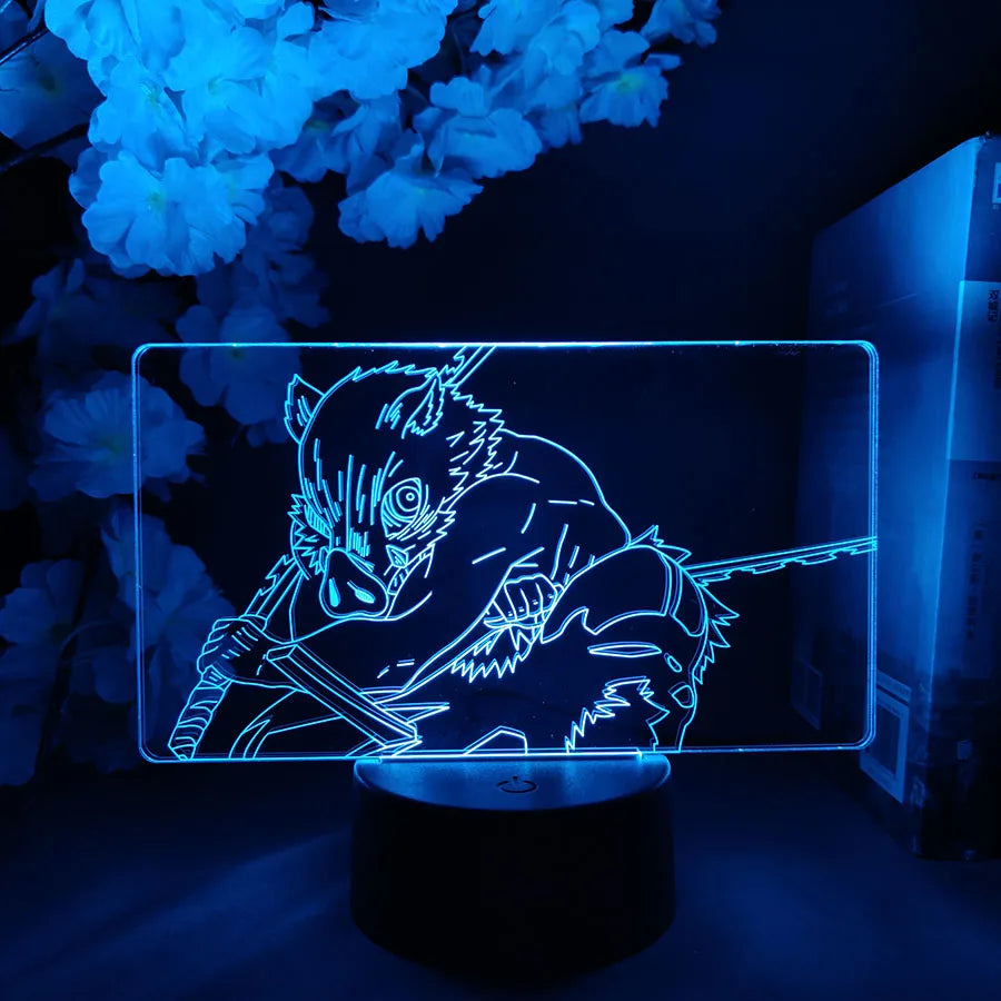 3d Anime Light Kimetsu No Yaiba Inosuke Hashibira Night Light Led Lamp Demon Slayer