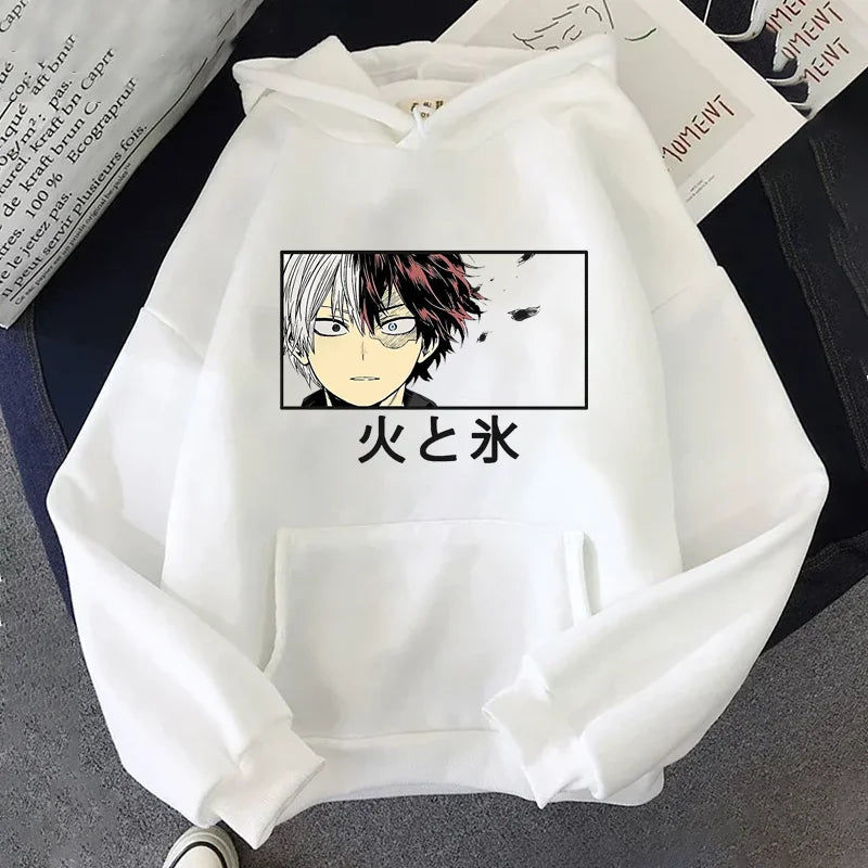 Men Versatile Harajuku Y2K Streetwear Hoodies Casual Long Sleeve Anime Print White Sweatshirt Autumn Vintage Pullover Unisex