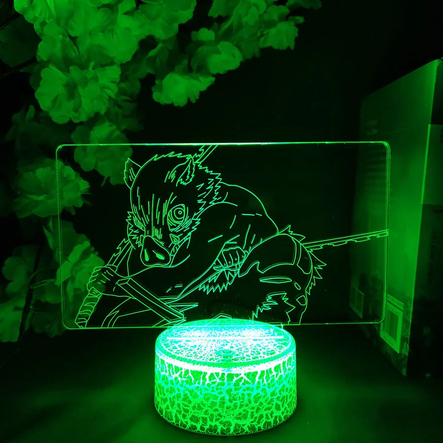 3d Anime Light Kimetsu No Yaiba Inosuke Hashibira Night Light Led Lamp Demon Slayer