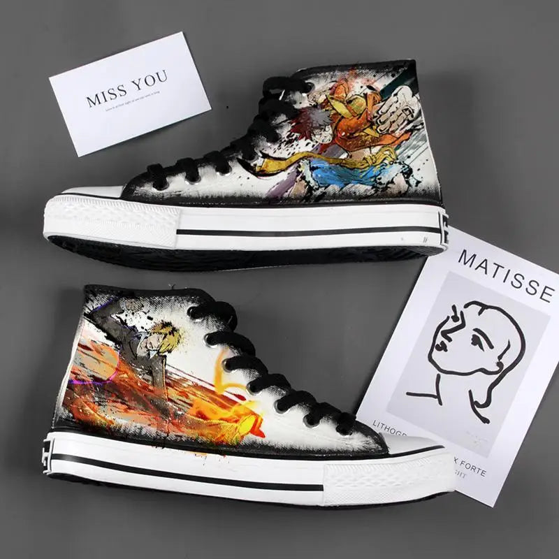 New Anime One Piece Canvas Sneakers Casual Shoes Unisex Luffy Roronoa Printing Comfortable Flat Shoes Birthday Gift