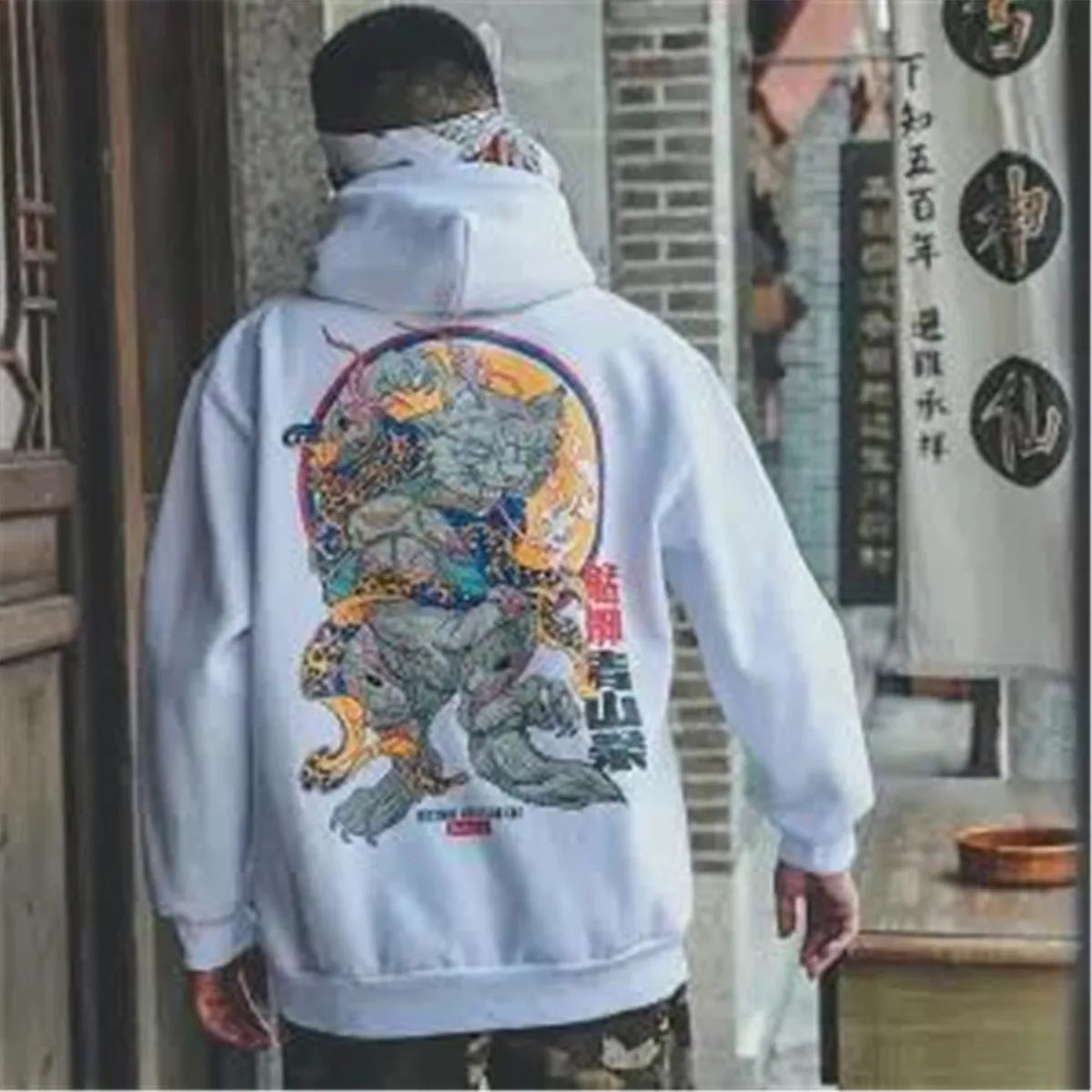 Fashion Boys Cool Men Hip Hop Hoodies Japanese Casual Sweatshirts Streetwear Men Women Loose Pullover Harajuku Devil Hoodie Male