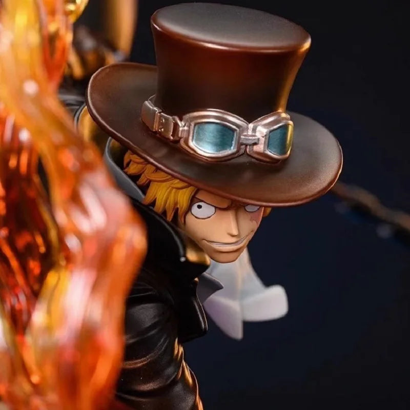 24cm One Piece Anime Figure fire punch Sabo special effects Statue Collection Ornaments PVC Model Action Figure Doll Gift Toys