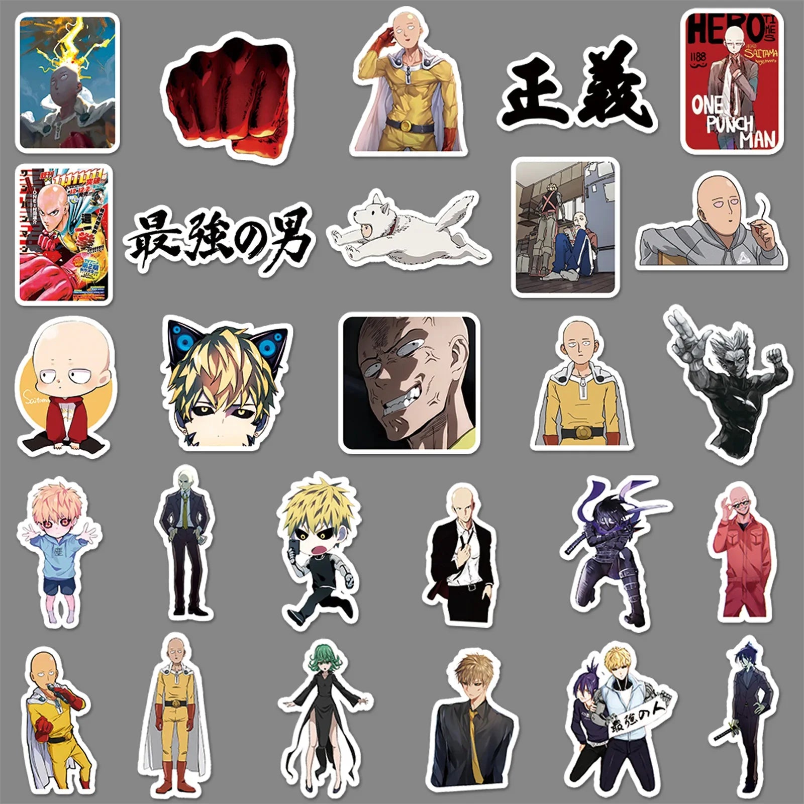 57PCS One Punch Man Sticker Anime Waterproof Decoration Suitcase Phone Case Computer Stickers Decoration Supplies