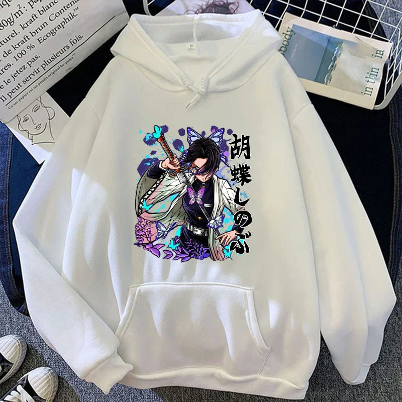 Anime Demon Slayer kochou Shinobu Hoodie - Casual Pullover Sweatshirt