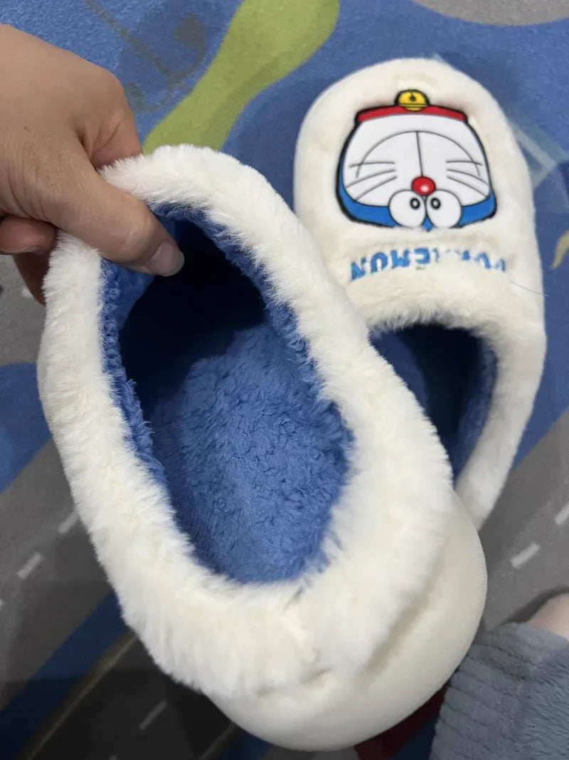 Anime Doraemon Dorami Cotton Slippers Indoor Plush Winter Non-slip Warm