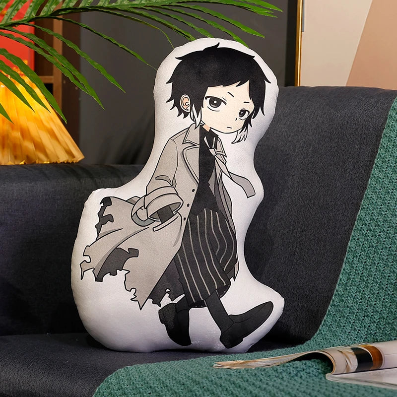 45cmBungo Stray Dogs Anime Beast Plush Toy Back Cushion White Akutagawa Black AtsushiPlushies Hug Pillow Birthday Gift