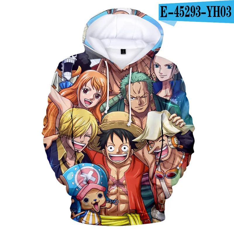 One Piece Anime Hoodie Monkey D. Luffy 6 To 19 Years Kids Sweatshirt 3D Hoodie Boys Girls Tops Children Clothes