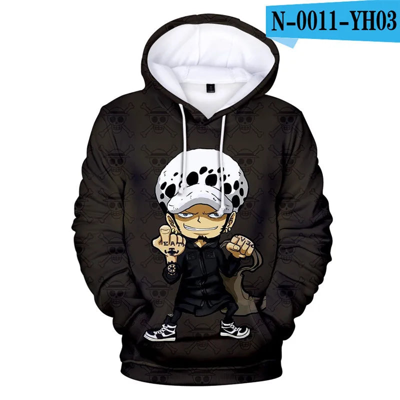 One Piece Anime Hoodie Monkey D. Luffy 6 To 19 Years Kids Sweatshirt 3D Hoodie Boys Girls Tops Children Clothes