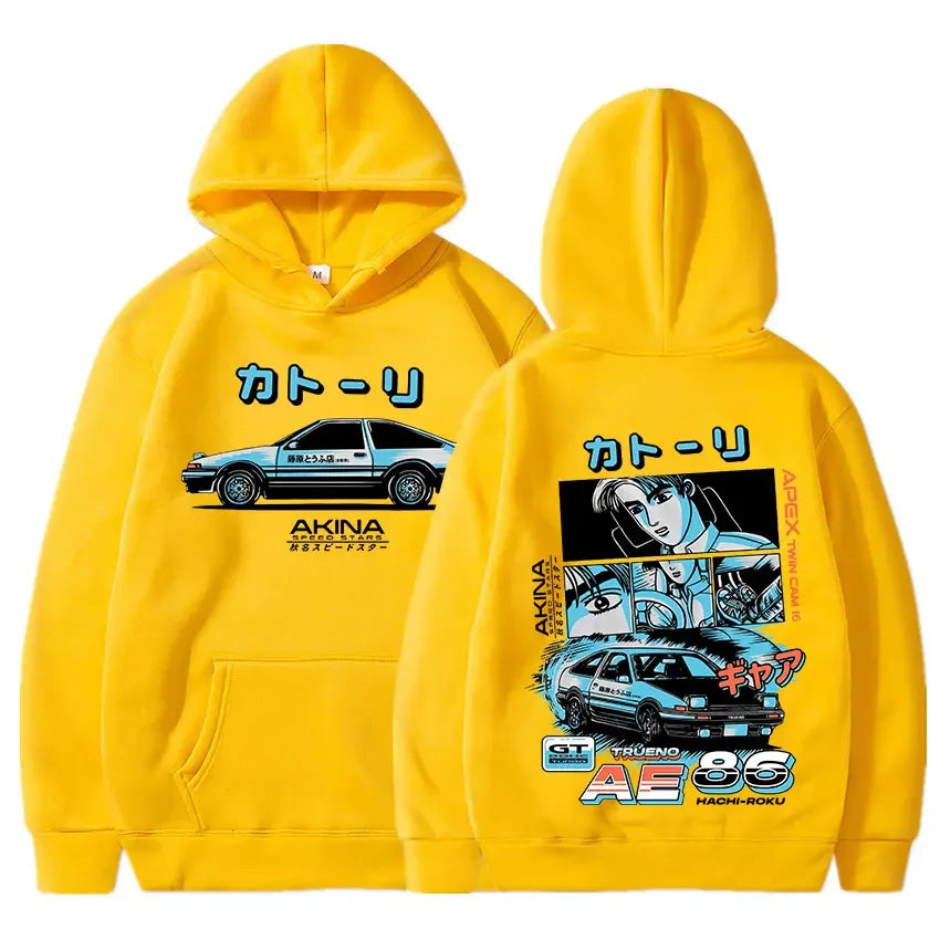 Initial D Manga Hachiroku Shift Drift Men's Hoodie Anime Takumi Fujiwara Tofu Shop Delivery AE86 Sweatshirt Streetwear Pullover