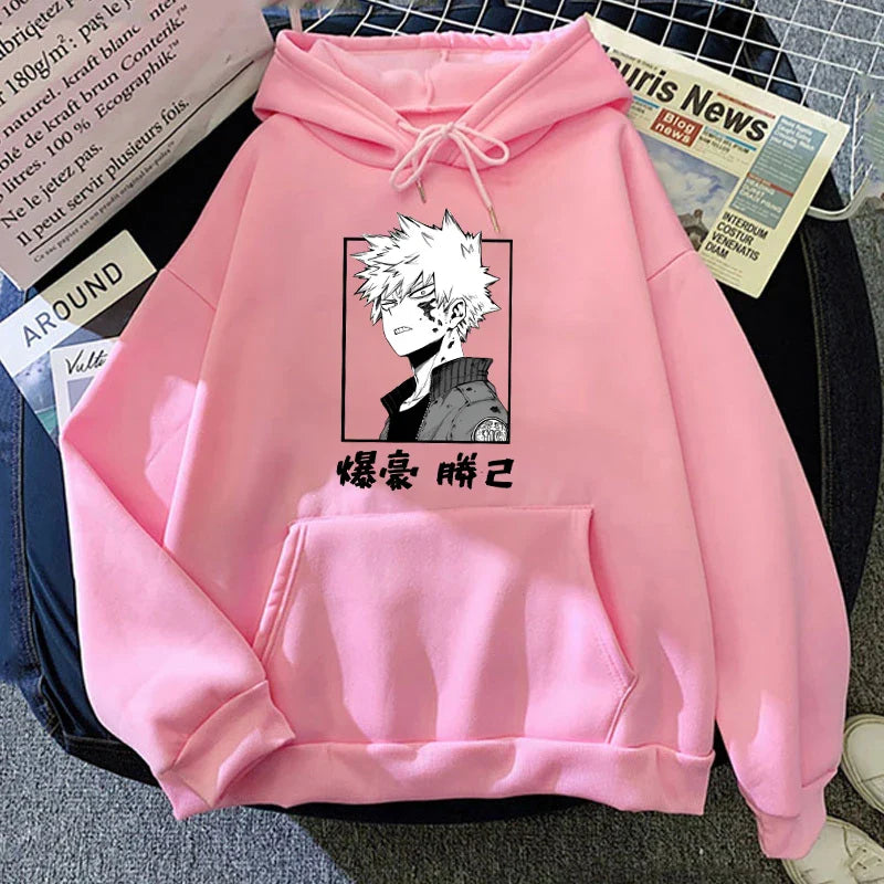 Women'S Winter Autumn Fashion Hooded Casual Anime Bakugou Katsuki Printed Long Sleeve Hoody Hoodies Sweatshirts Loose Pullover