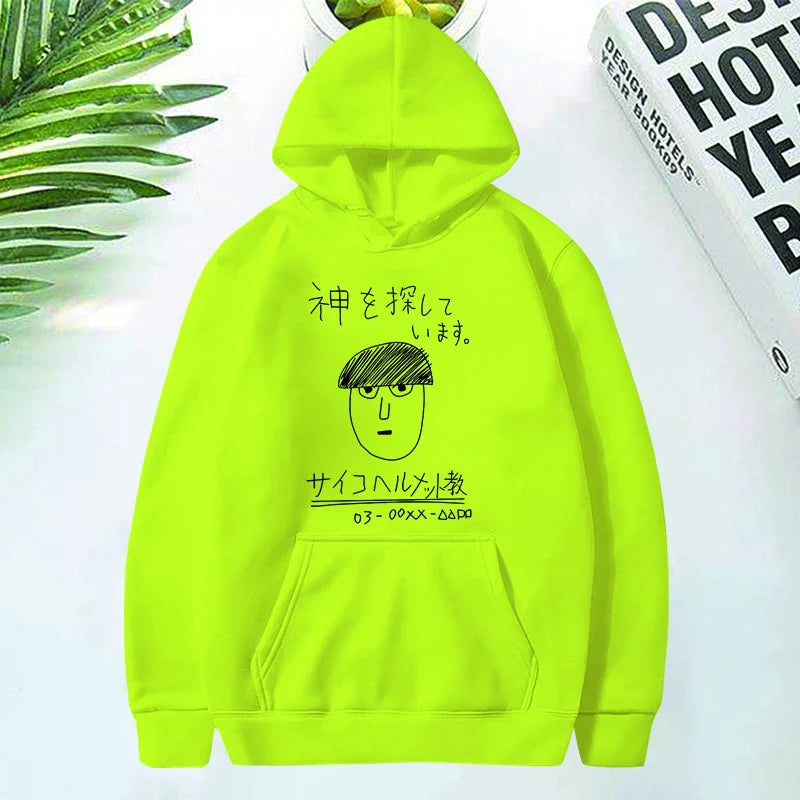 New Mob Psycho 100 Funny Print Hoodies Men's Women's Animation Funny Hip-hop Short-sleeved Shirt Round Neck Sweatshirt Tops