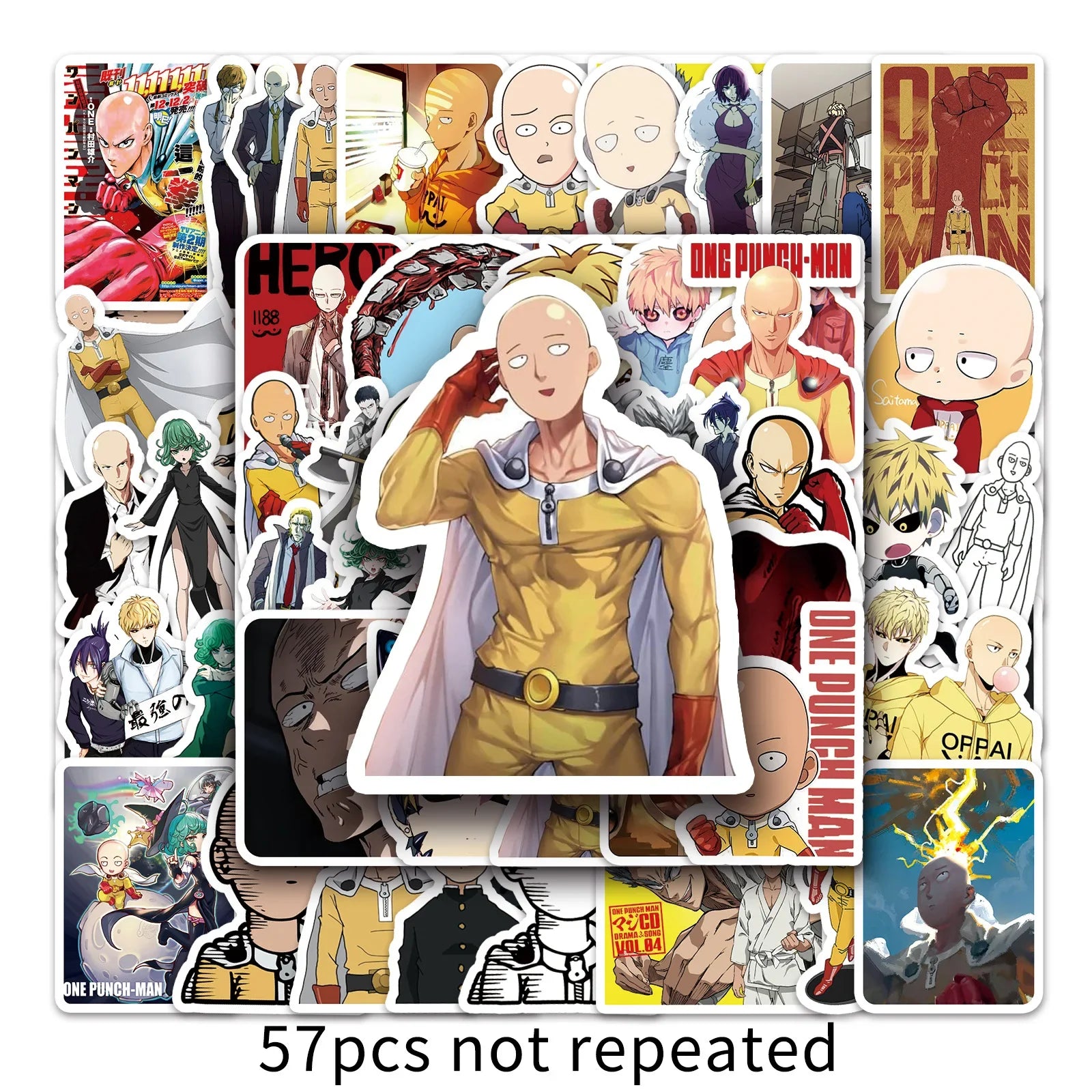 57PCS One Punch Man Sticker Anime Waterproof Decoration Suitcase Phone Case Computer Stickers Decoration Supplies