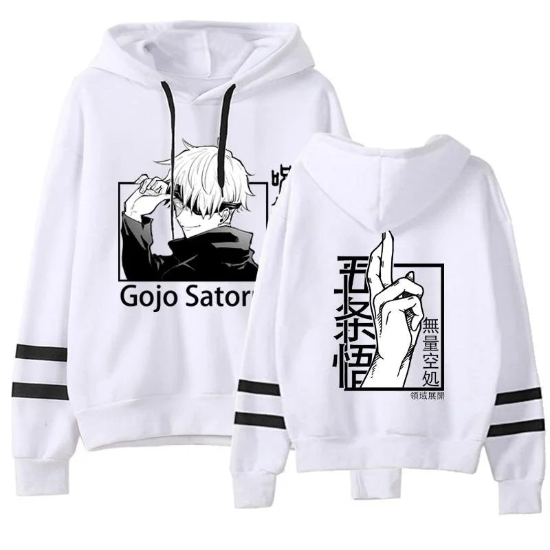 New Satoru Gojo Hoodies Unisex Fashion Anime Hooded Pullover Casual Personality Loose Long Sleeve Sweatshirt