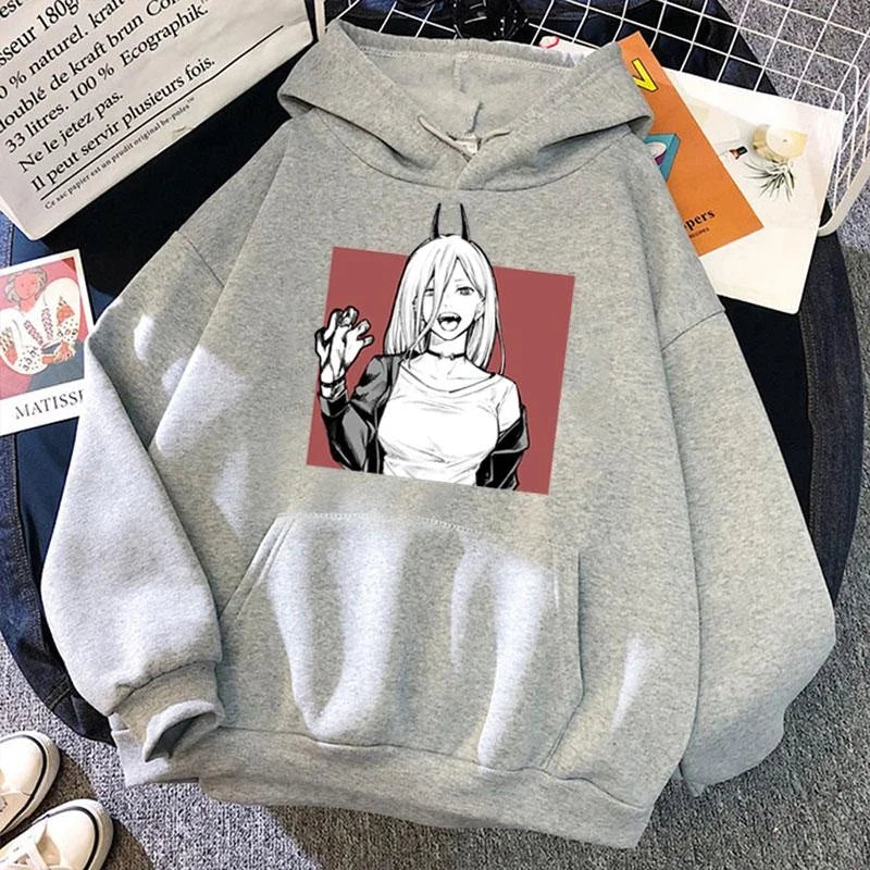 New Power Hoodie Unisex Fashion Anime Hooded Sweatshirt Long Sleeve Pullover