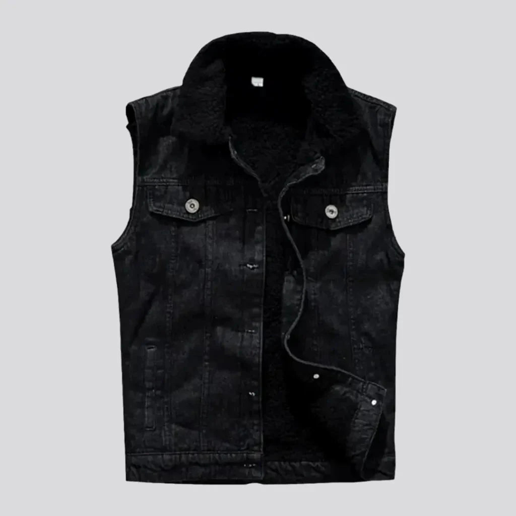 Sherpa men's denim vest