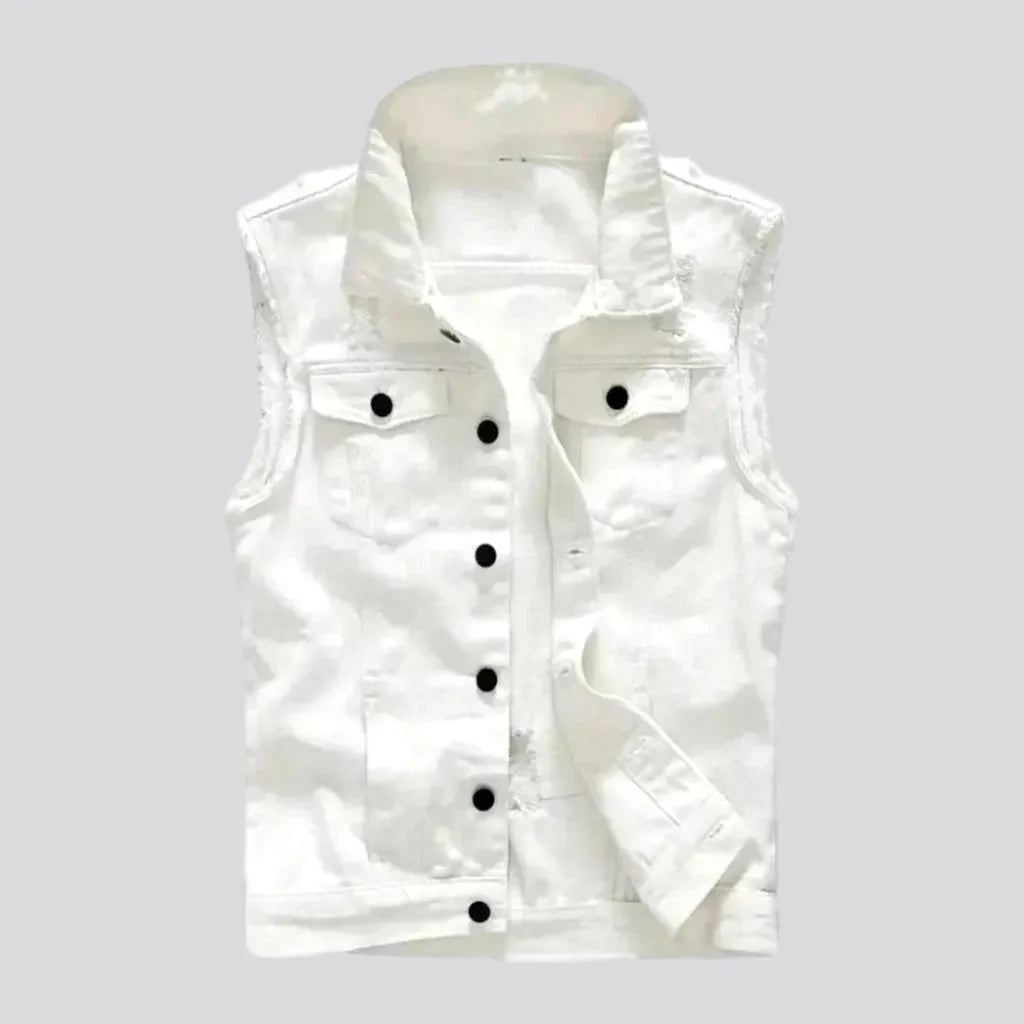 Slim white men's jeans vest