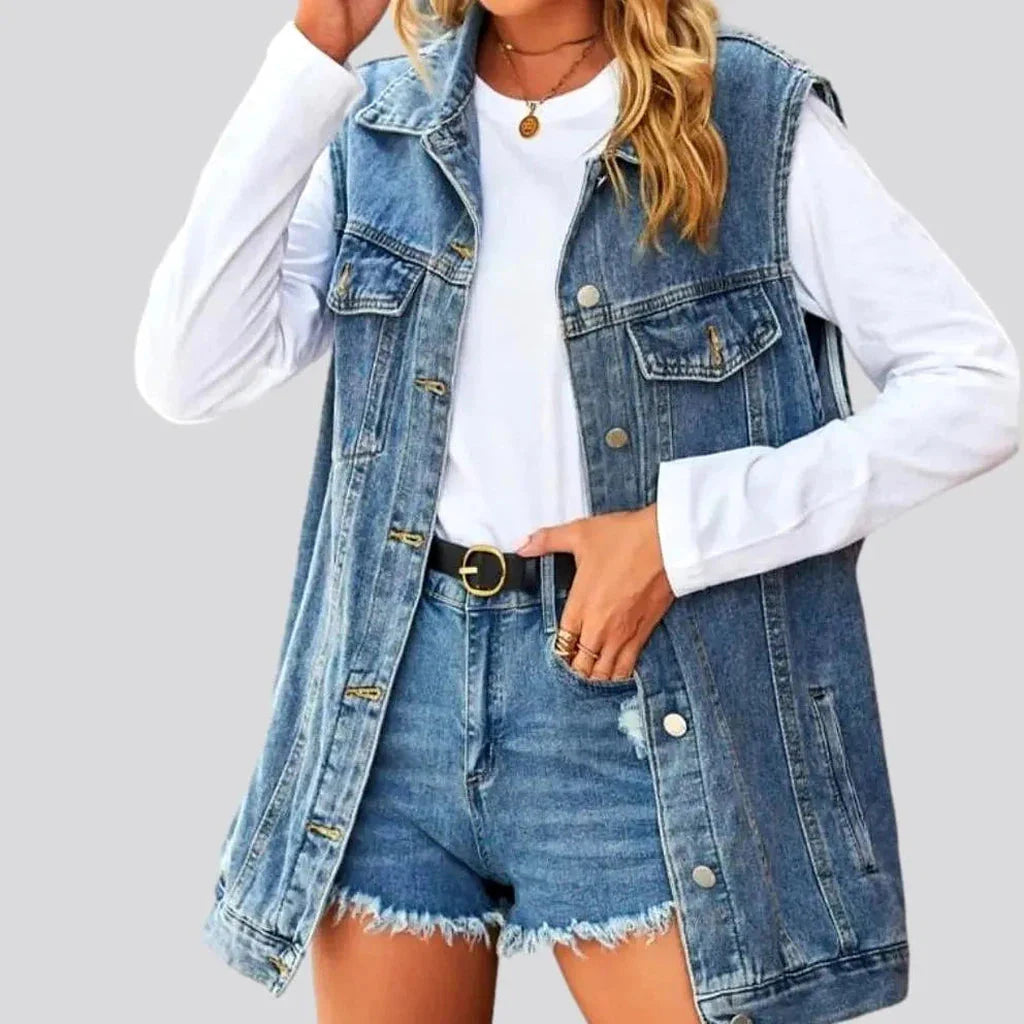 Stonewashed 90s jeans vest for women