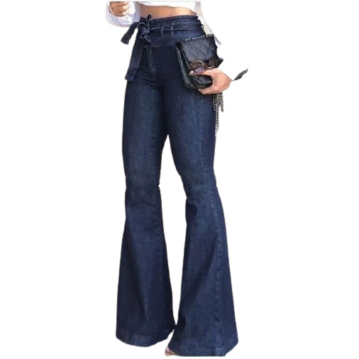 Women Slim High Waist Fashion Flare Bell Bottom Jeans