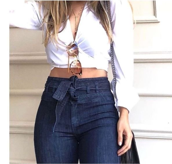 Women Slim High Waist Fashion Flare Bell Bottom Jeans