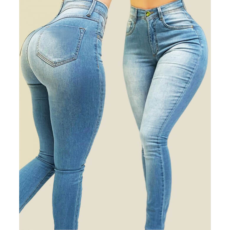 Women Zipper Basic Jeans Shaping Jeans Slim Pencil Pants