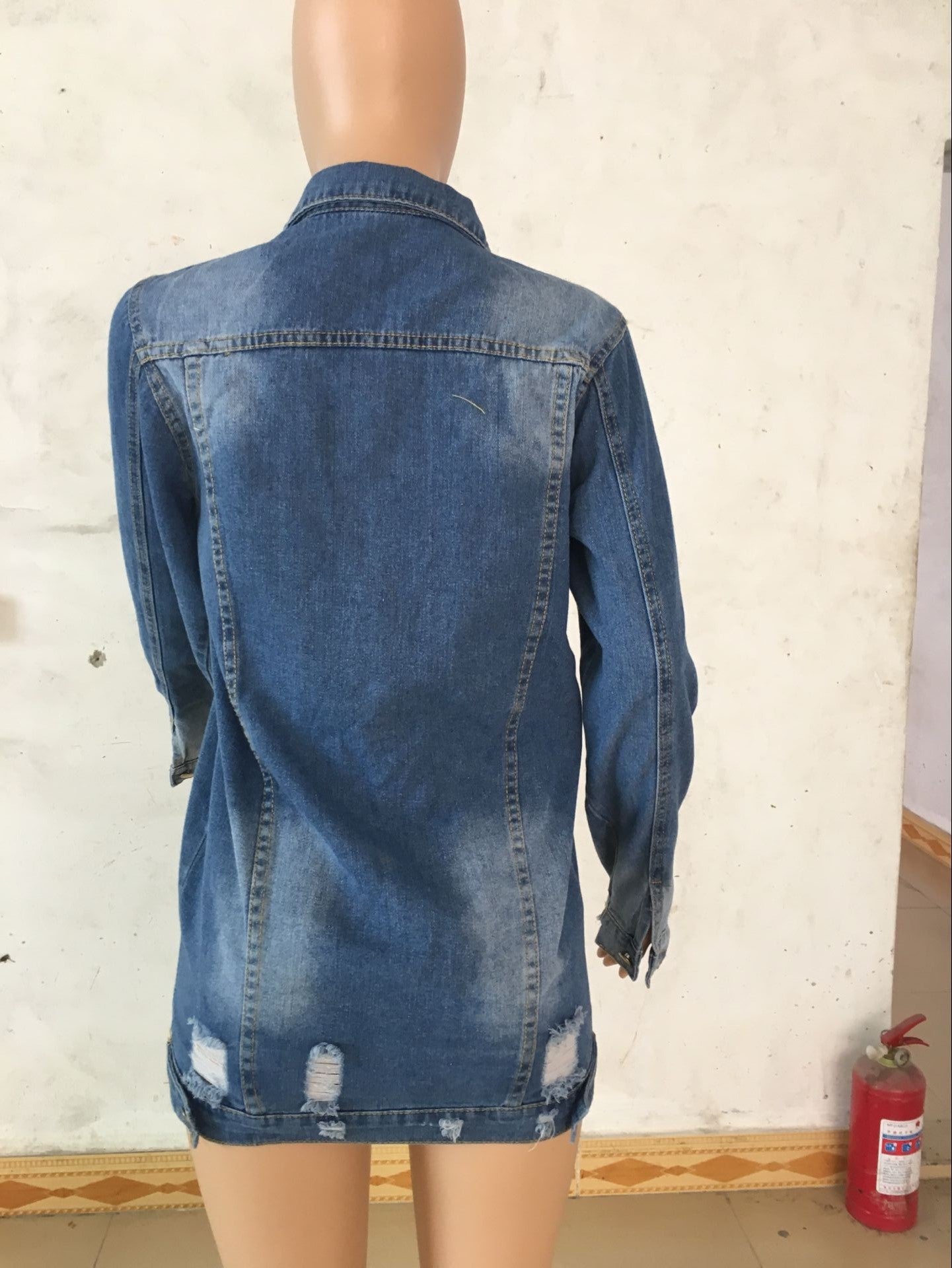 Women's Boyfriend Distresse Denim Jackets Long Sleeve Loose Jean Coats