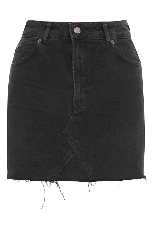 Women's Casual Washed Frayed Pockets Denim Jean Short Skirt