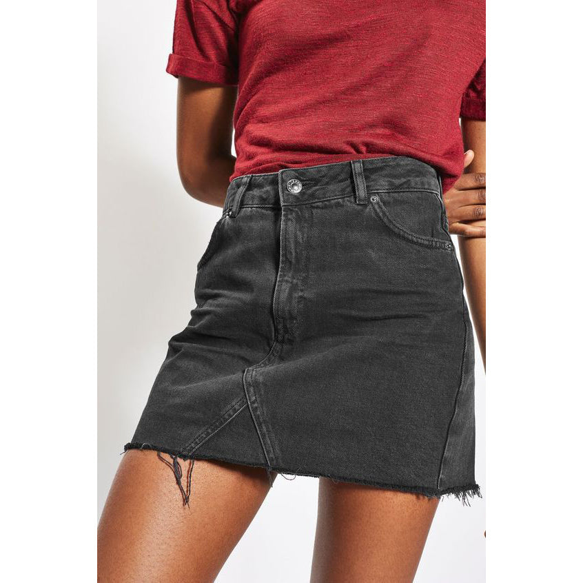 Women's Casual Washed Frayed Pockets Denim Jean Short Skirt