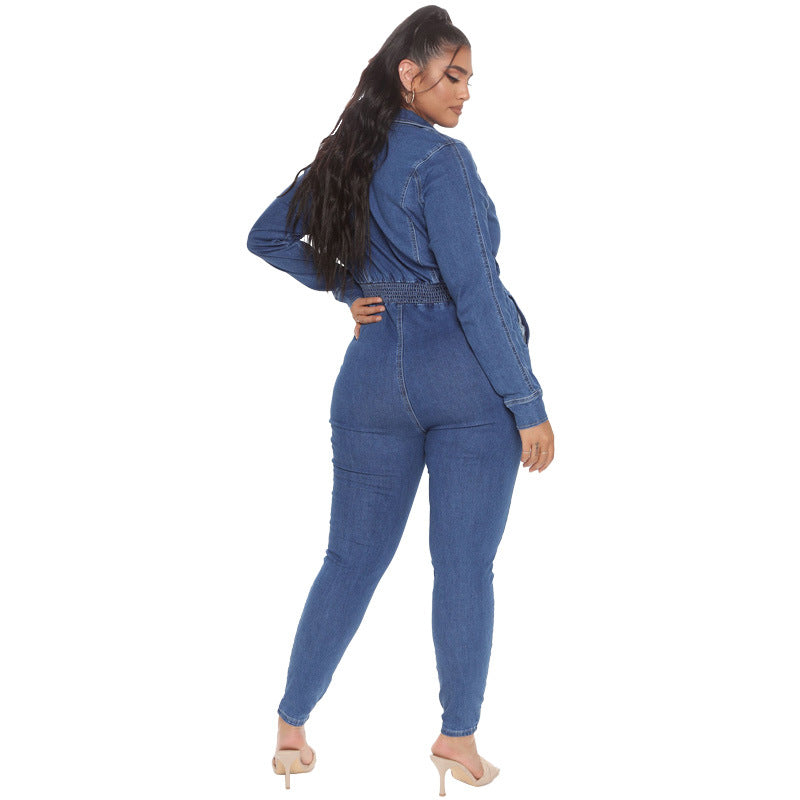 Women's Denim Romper and Jumpsuits Set Tops Pants Suit Jeans