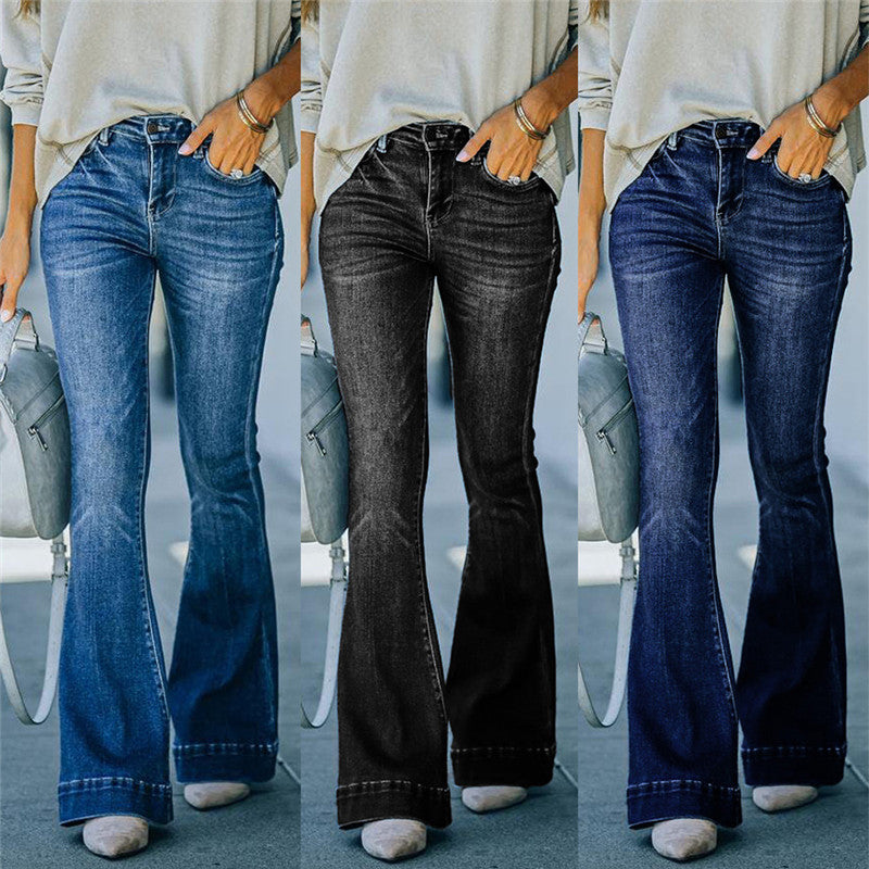 Women's High Waisted Flare Jeans Comfy Flare Bell Bottom Jeans