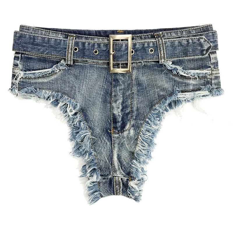 Women's High Waisted Thong Jean Shorts Mini Denim Shorts