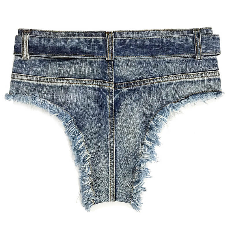 Women's High Waisted Thong Jean Shorts Mini Denim Shorts