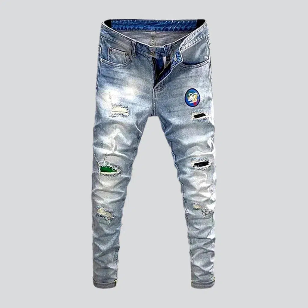 Y2k men's painted jeans