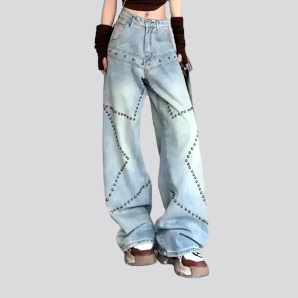 Y2k rivet jeans for ladies