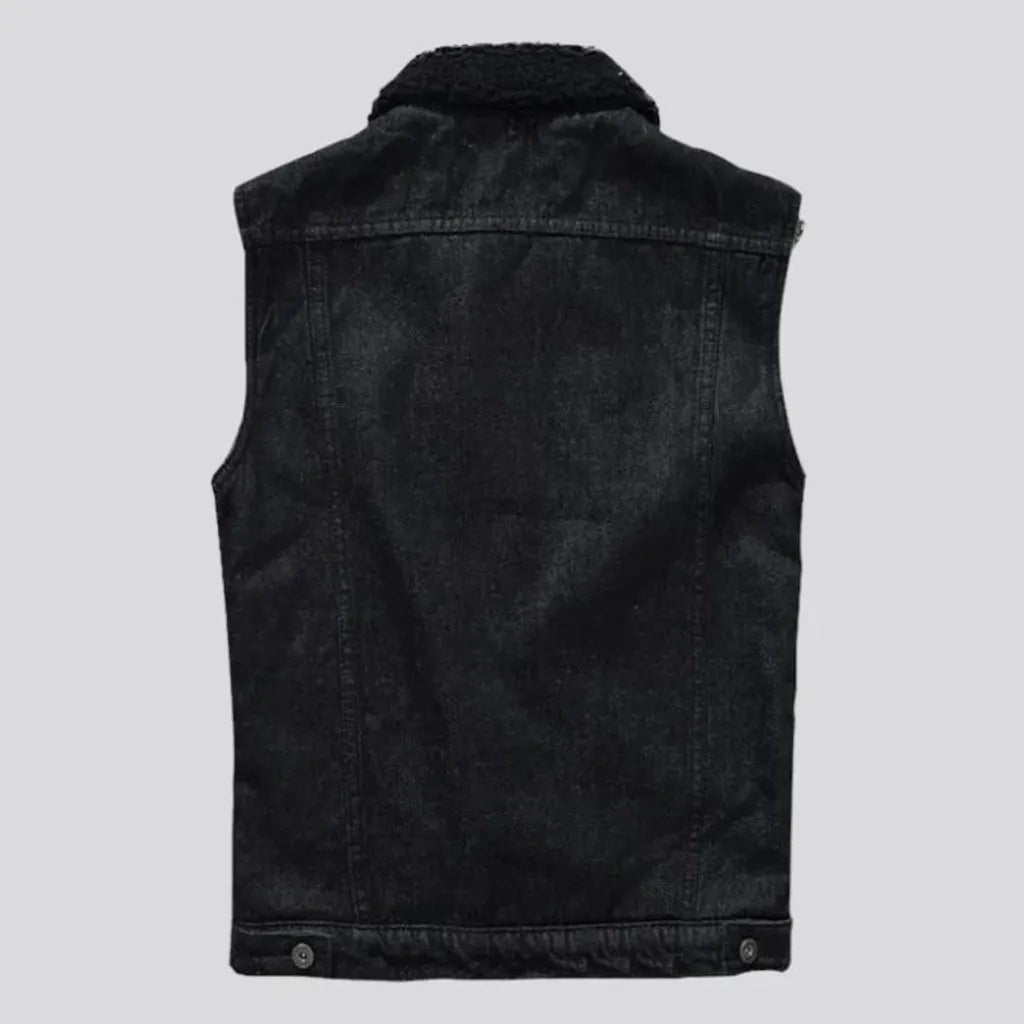 Sherpa men's denim vest