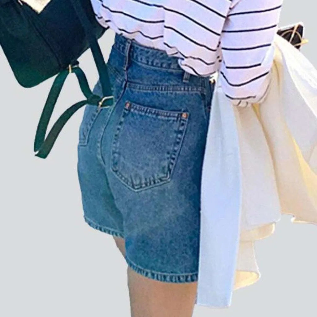 Women's wide leg jeans shorts