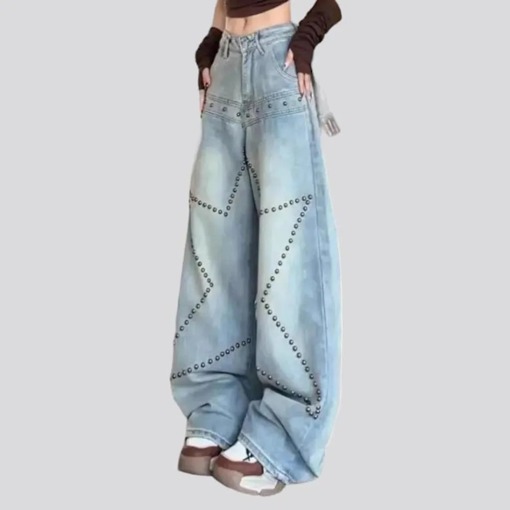 Y2k rivet jeans for ladies