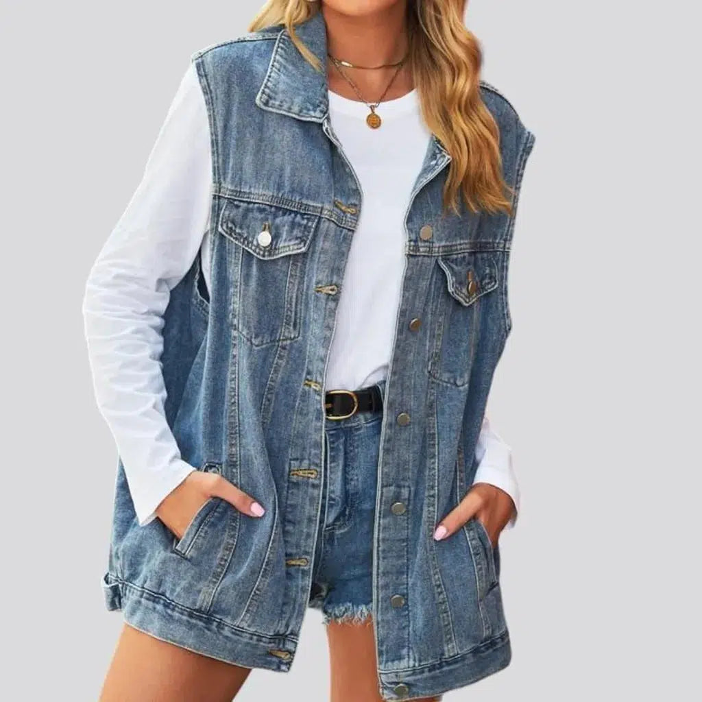 Stonewashed 90s jeans vest for women