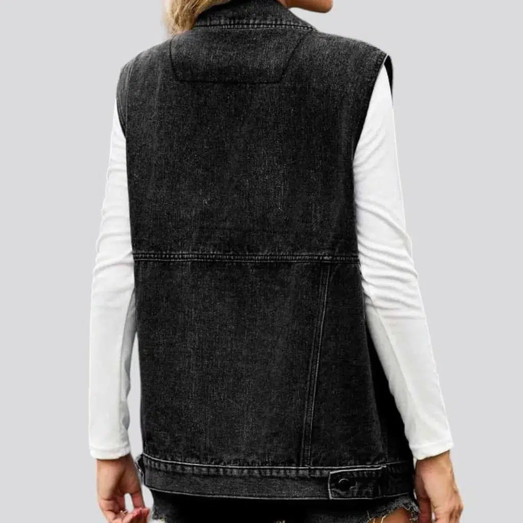 Stonewashed fashion denim vest for ladies