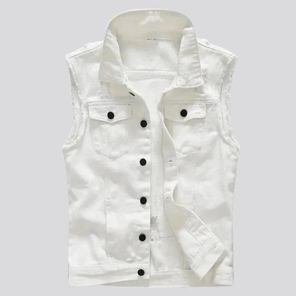 Slim white men's jeans vest